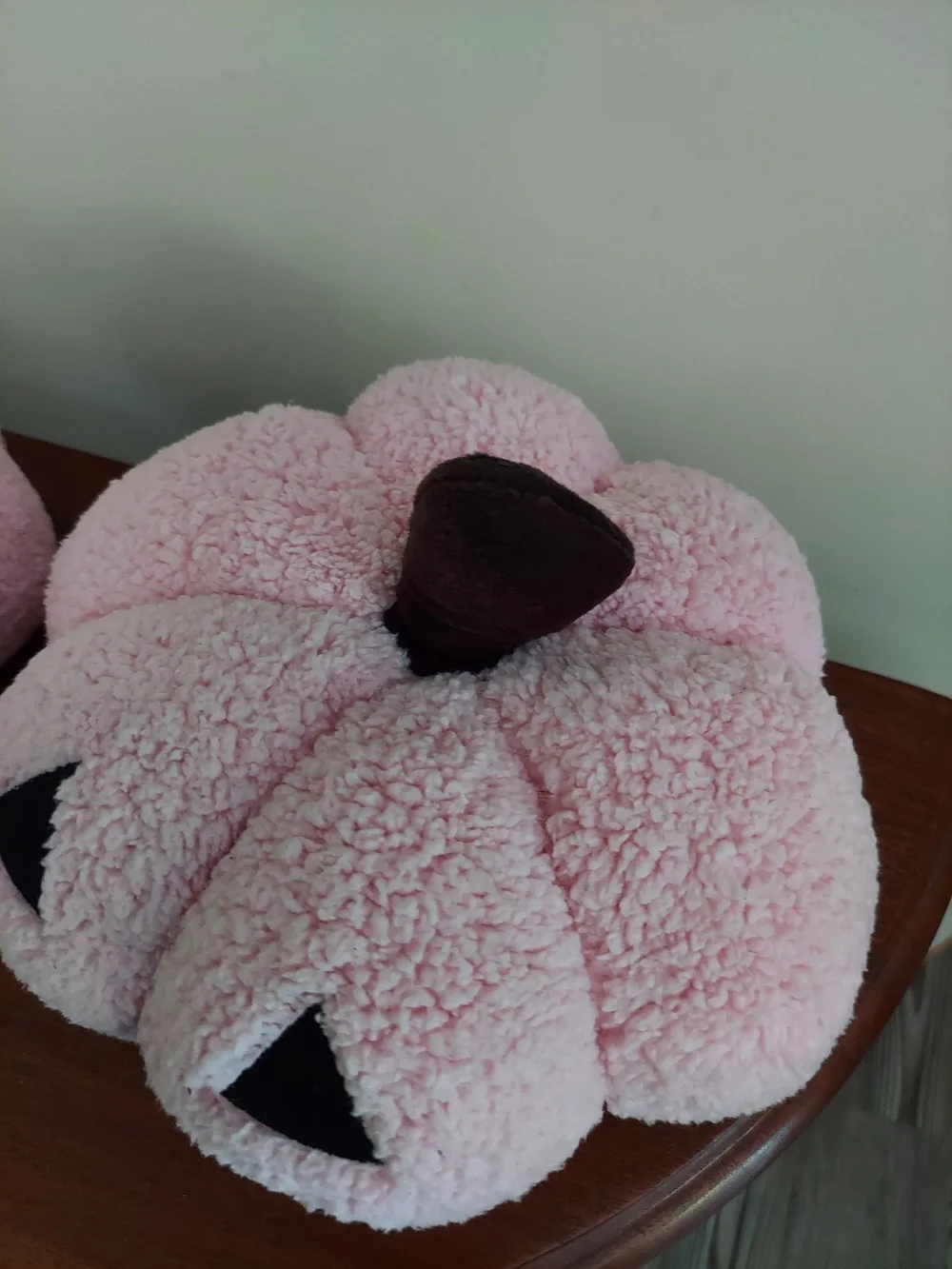Set Of 2 Pink Sherpa Jack-O'-Lantern Pumpkin Decorative Pillows.
